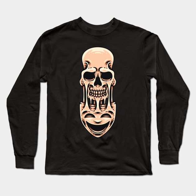 Skull And Mask Long Sleeve T-Shirt by FunSillyShop